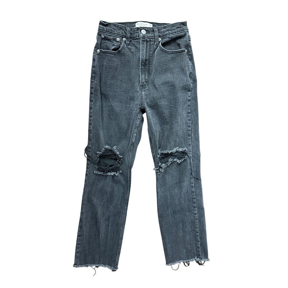Abercrombie & Fitch Ankle Straight Ultra High Rise Jeans Black Casual Goth 26/2